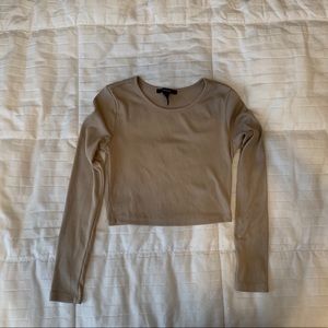Tan long sleeve crop top